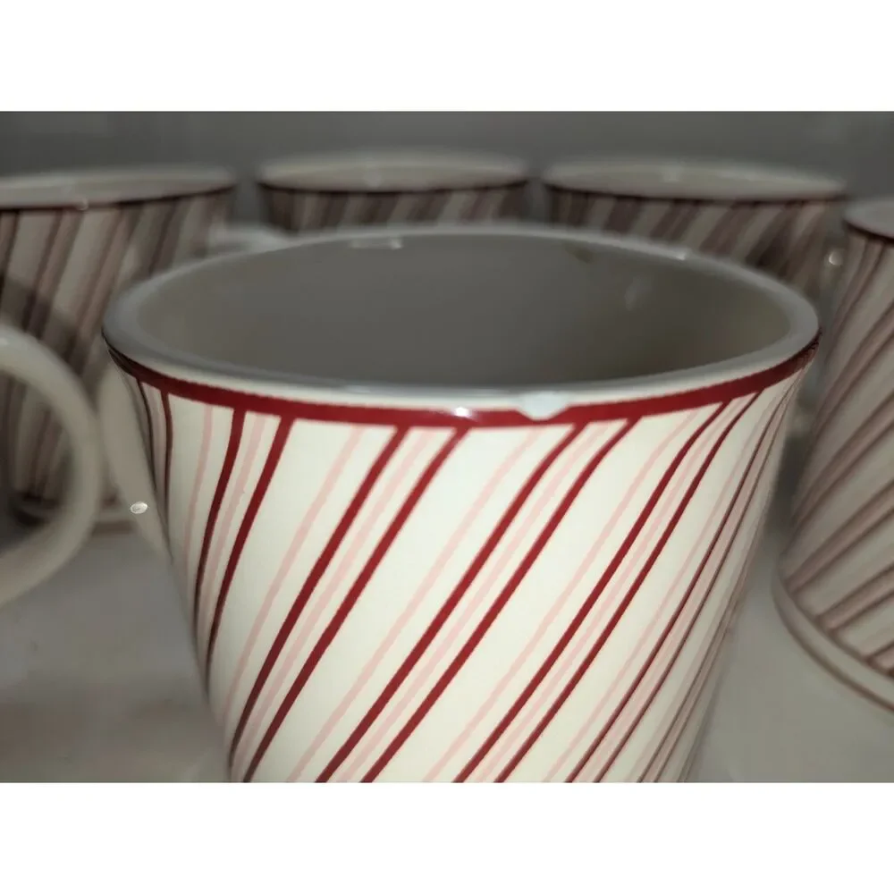Sur La Table Candy Cane Striped Holiday Mug - Set of 6